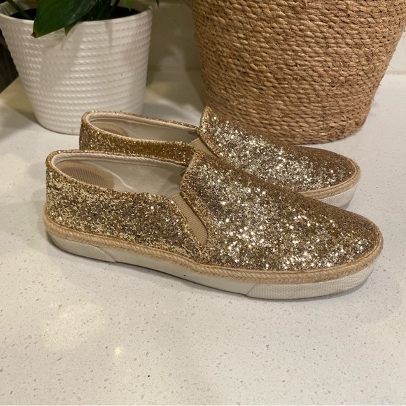 Jack Roger’s Gold Glitter Slip-On Sneakers Women's 6.5M - Picture 3 of 7